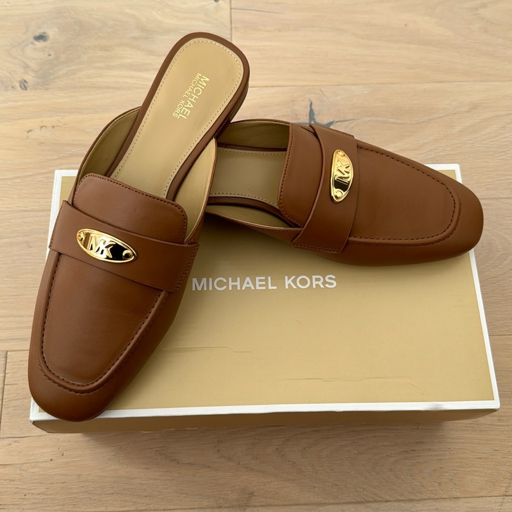 Never worn Michael Kors Brown Leather Mule